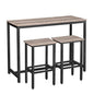 HOOBRO Bar Table and Chairs Set, 47.2” Rectangular Pub Table with 2 Stools for Small Space, 3-Piece Breakfast Set, Sturdy Metal Frame, Easy to Assemble, Greige BG52BT01 - color: Greige + Black