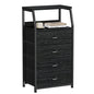 Furnulem Tall 4 Drawers Dresser, Vertical Storage Tower Black Dresser for Bedroom, Hallway, Entryway, Nursery, Closet Organizer, Nightstand Bedside Table Furniture, Sturdy Steel Frame, Wood Top - color: Black Oak, style: 4 Drawers