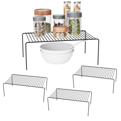 4Pack Cabinet Storage Shelf Spice Rack, 13''L x 9.4''W x 5.5''H, Black | Rustproof Metal Wire Kitchen Counter Organizers and Storage, for Cabinet, Plate, Dish, Pantry, Bathroom, Fridge - size: 4Pack-Black-13 x 9.4 inch