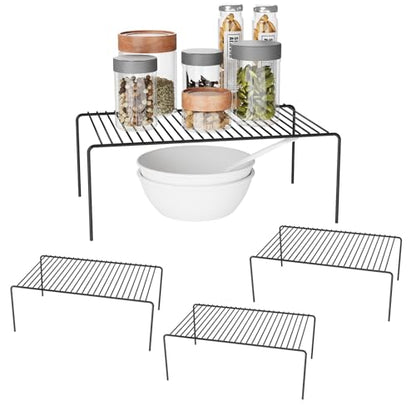 4Pack Cabinet Storage Shelf Spice Rack, 13''L x 9.4''W x 5.5''H, Black | Rustproof Metal Wire Kitchen Counter Organizers and Storage, for Cabinet, Plate, Dish, Pantry, Bathroom, Fridge - size: 4Pack-Black-13 x 9.4 inch