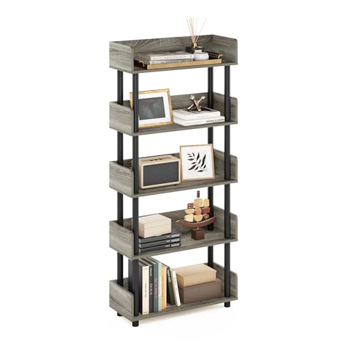 Furinno Turn-N-Tube 5-Tier Toolless Display Rack, French Oak/Black - color: French Oak/Black, size: 5-Tier Display Rack