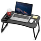 ZEAPTAC Laptop Bed Desk, Foldable Lap Desk, Portable Lap Table, Laptop Stand with Cup Holder, Tablet Slot & Lifting Handle for Work, Write, Draw & Eat on Bed, Sofa or Couch - Black Stripe