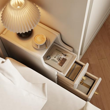 AQIMUELE Small Nightstand with Drawers, Solid Wood Narrow Bedside Table, Narrow Nightstand for Bedroom - color: 1 Pc(white), size: 15.74''D*7.87''W*19.68''H