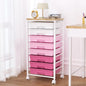 Rolling Cart with 8 Drawers, Storage Drawers Cart with Wooden Tabletop and Lockable Wheels, Craft Storage for Living Room, Office, Classroom, Craft Room, Bedroom - color: Pink