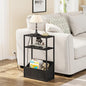 TUTOTAK Keep Phones Charged & Books Organized with Slim 3-Tier Side Table with Charging Station for Living Room Bedroom TB01BK095 - color: Black