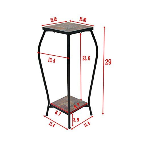 Zhongma 2 Tier 30" Tall Plant Stand with Colorful Slate Top for Balcony, Home, Garden, Backyard Patio with Adjustable Leveling Feet