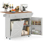 Giantex Kitchen Island Cart with Hidden Tilt Out Trash Can Cabinet, Drop Leaf, 2 Drawers, Towel Rack, Rolling Mobile Breakfast Bar Table, Wood Kitchen Storage Cart on Wheels (Grey & Natural) - color: Grey