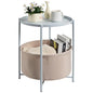 danpinera Small Round Side Table with Storage Basket, Removable Tray Top | Metal End Table for Small Space, Living Room, Bedroom, Nursery, Laundry, Modern Nightstand with Removable Tray, Blue-Gray - color: Blue Gray