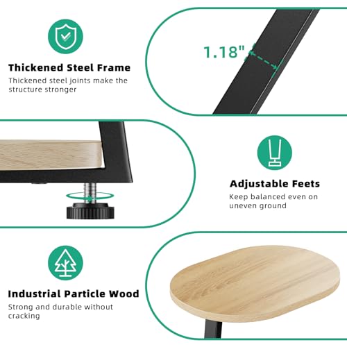 Kalrin Side Table, Small End Table with Metal Frame, 3-Tier Bedside Tables, Round Side Tables for Living Room Bedroom Couch Bathroom, Oval, Modern Oak - color: Modern Oak