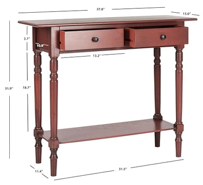 SAFAVIEH Home Collection – Rosemary Red Console Table with Drawers & Shelf, Classic Contemporary Storage Console, Turned Leg Design (AMH5705E) - color: Red