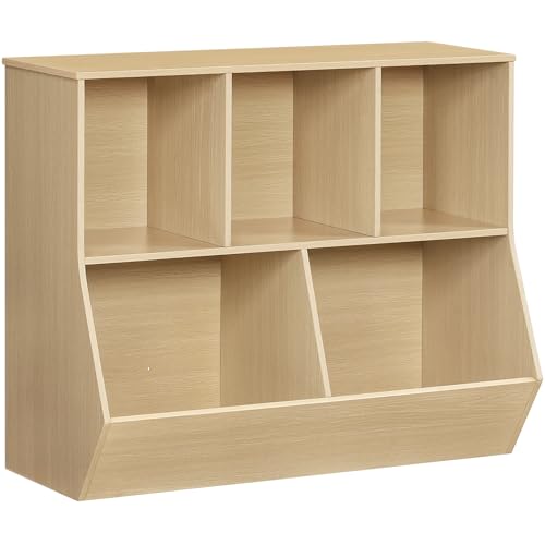 HOOBRO Kids Bookshelf, Bookcase Footboard, Toy Storage Cubby, Children's Toy Shelf, 35.4" L Storage Cabinet, Fit for Children's Room, Playroom, Hallway, Kindergarten, Natural NL32CW01 - color: Natural, size: 35.4"L x 11.8"W x 29.5"H