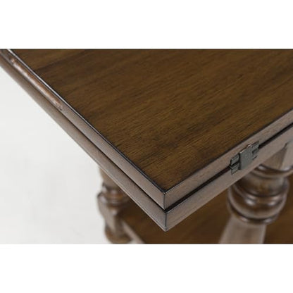 Signature Design by Ashley Sturlayne Flip Top Sofa Table, Expandable Console to Dining Table, Drop Leaf Design with Hardwood Solids, Space-Saving Multi-Use Furniture for Living Room, Brown - color: Brown, style: Sofa Table