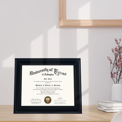 GMFrames Solid Wood Diploma Degree Frame for 8.5x11 Certificates,Black Finish with Intricate Black Rope Detail,UV Protection Acrylic,2 Pack - color: Black, size: 8.5x11, 2-Pack