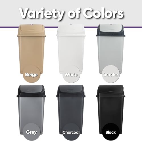 Superio Kitchen Trash Can 13 Gallon with Swing Lid, Plastic Tall Garbage Can Outdoor and Indoor, Large 52 Qt Recycle Bin and Waste Basket for Home, Office, Garage, Patio, Restaurant (2, Grey) - size: 13 Gallon