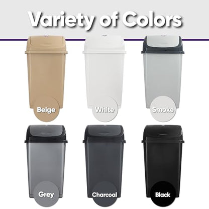 Superio Kitchen Trash Can 13 Gallon with Swing Lid, Plastic Tall Garbage Can Outdoor and Indoor, Large 52 Qt Recycle Bin and Waste Basket for Home, Office, Garage, Patio, Restaurant (2, Grey) - size: 13 Gallon