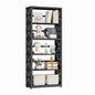 Polup Bookshelf, 5 Tier Metal Bookcase with Adjustable Shelves, Tall White Book Shelf with Bookends, Black Display Shelves for Living Room, Home Office, Library - color: Black, size: 5 Tier-23" W
