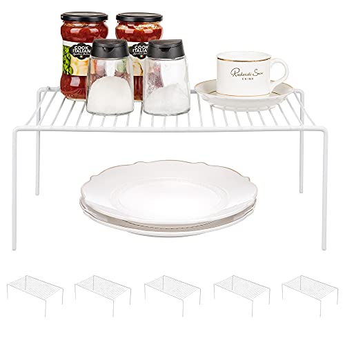 Redrubbit Large (15.7 x 9.4 Inch) Cabinet Storage Shelf Rack, Set of 6, Rustproof, Minimalist, White, Metal Steel, 6 Shelves, Kitchen, Bathroom, Bedroom, Freestanding, No Assembly Required - color: White