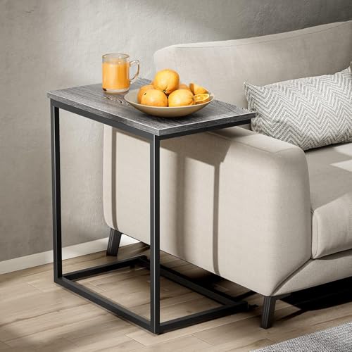 Pipishell C Shaped End Table 27 Inches High, Side Table for Couch Slide Under, Sofa Side Table for Living Room, Grey - color: Grey