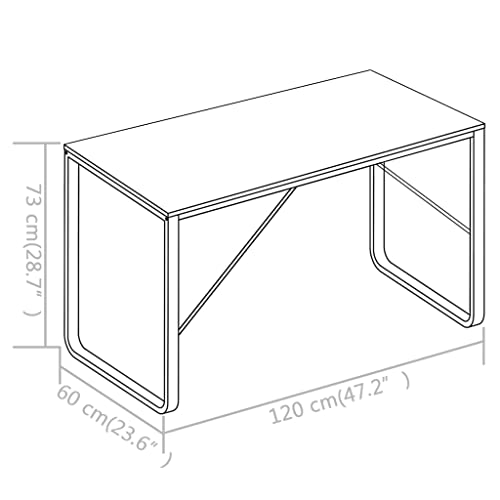 vidaXL Computer Desk, Office Table with Metal Frame, Writing Desk for Bedroom Living Room, Monitor Standing Desk, Industrial Style, Black and Oak