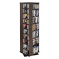 VEVOR Media Storage Cabinet, CD Rack Tower, 34 Compartments Rotating Media Tower Rack for CDs, DVDs, Books and Game Discs, DVD Stand for Living Room, Home Office and Recording Room, Brown