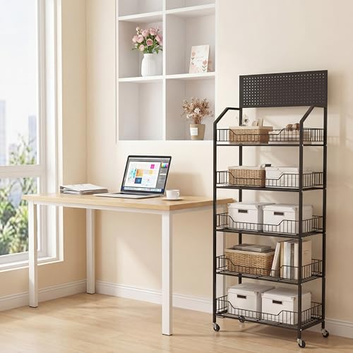 4 Tier Supermaket Snack Rack Display Stand, Retail Display Shelves with Hooks & Wheels, Metal Snack Shelf for Store Home Kitchen, Black Chip Rack Display Stand (4 Tier（60cm）) - size: 4 Tier（23.6inch）