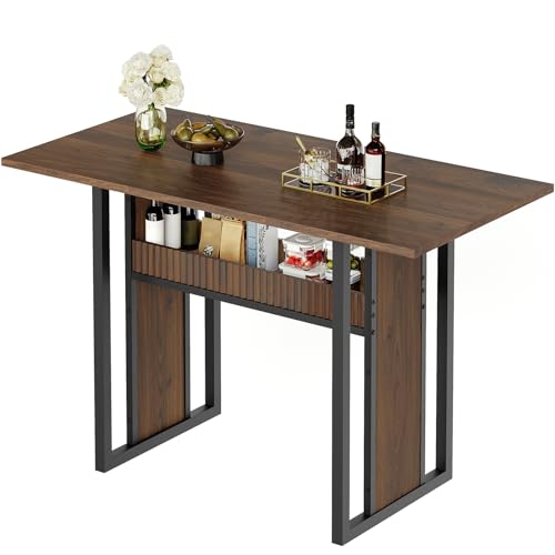 YATINEY Coffee Bar Cabinet, Kitchen Island with Storage, Dining Table, 47.2 Inches Kitchen Table, KF22WN-CZ01BH