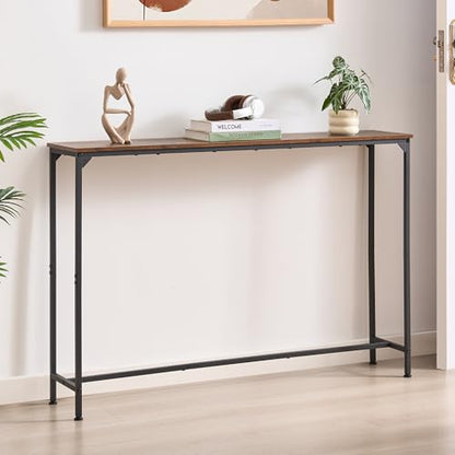Console Table, Narrow Entryway Table, Thin Sofa Table, Behind Couch Table,for Hallway, Bedroom, Living Room, Foyer, 9.4 x 47.2 x 31.5 Inches, Rustic Brown - size: 9.4" W x 47.2" D, style: Ordinary