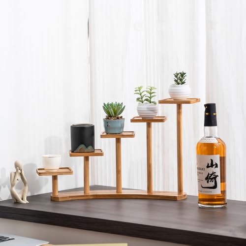 5 Tiers Desk Plant Stand Window Sill Plant Shelf Tabletop Succulent Stand Flower Pot Stand Holder Desktop Plant Stand Indoor Plant Rack for Succulent Herb in Living Room Office (Square) - size: Square