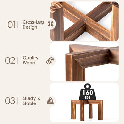 Leaf&lull Wood Plant Stand Indoor Outdoor Wooden Flower Pot Plant Holder Heavy Duty Low Plant Riser Plant Stool for Corner Living Room Fits 8 to 12 Inch Pots 1 Pack - size: 1 Pcs