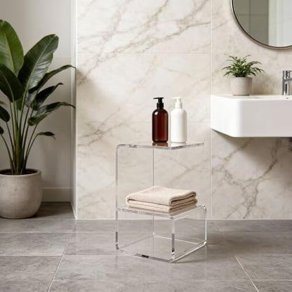Acrylic End Table for Nightstand,21" H C-Shaped End Table for Living Room,Bedside Table for Bedroom.Side Tables for Living Room for Small Spaces,Clear - size: C Shape-13.7" D x 13.7" W x 21.6" H