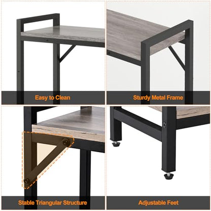 Livofloral Narrow Console Table, Small Entryway Table, Sofa Table with 2 Support Bar, Industrial Couch Table, Thin Side Table, Display Table for Living Room, Hallway, Bedroom, Foyer, Grey - color: Grey