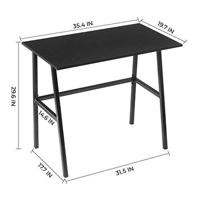 Alecono Small Computer Desk 35'' Kids Writing Desk for Small Space Simple Home Workstation Office Tiny Desk Student Study PC Gaming Table with Metal Frame for Bedroom, Black (X002EYTOCB)