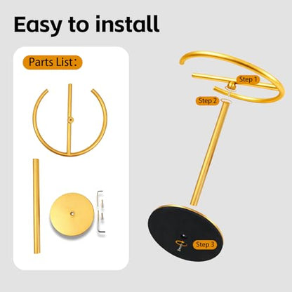 Stainless Steel Brushed Gold Hand Towel Stand, 13 Inch | Freestanding Countertop, For Bathroom Vanity Kitchen, Holds 2 Towels, Rust-Resistant, Easy Install - color: Brushed Gold