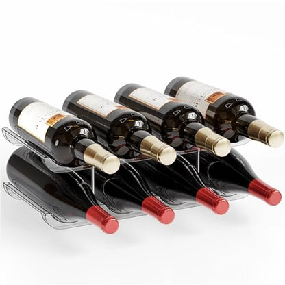 Yieach 2 Tier Stackable Wine Racks Countertop,Sturdy and Durable Wine Rack Free Standing Floor for Inside Cabinet,Clear Water Bottle Organizer and Wine Storage Racks Holder for Pantry,Table,Kitchen - size: 2 Pack-Hold 8 Bottle
