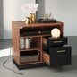 2 Drawer Lateral File Cabinet with Lock for Home Office | Filing Cabinet for A4 / Letter Documents, 31.5"W * 19.5"D * 29.5"H, Credenza w/ Built-in Power Outlet, Printer Stand - color: Black Walnut
