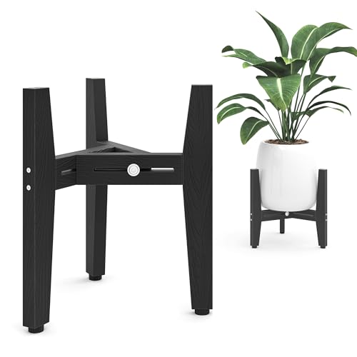 LUE BONA 2 Pack HDPS Plant Stand, Adjustable Plant Stand Indoor for 8-12 Inches Pots, Mid Century Modern Plant Holder for Indoor, Outdoor, Black - color: Black