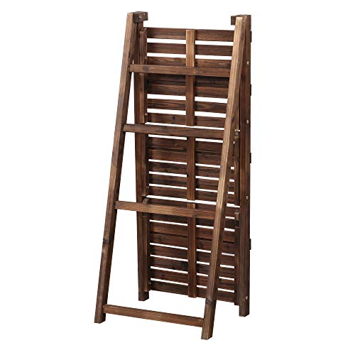 Yaheetech Foldable Shelf Wooden Ladder Shelf Plant Stand for Indoor Outdoor | Collapsible Shelf, Decorative Ladder Stand, No Assembly Folding Shelves for Living Room, Garden, Office, Kitchen, or Balcony