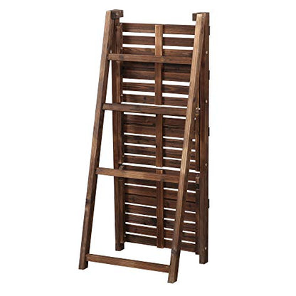 Yaheetech Foldable Shelf Wooden Ladder Shelf Plant Stand for Indoor Outdoor | Collapsible Shelf, Decorative Ladder Stand, No Assembly Folding Shelves for Living Room, Garden, Office, Kitchen, or Balcony