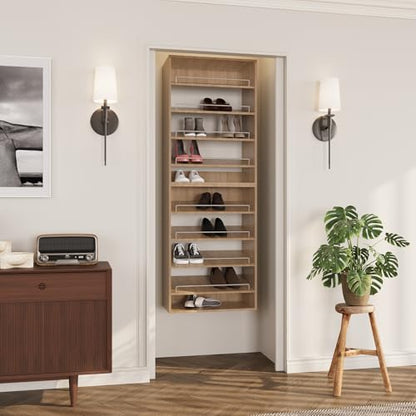 ROOMTEC Modular Closet System, 25.5" Shoe Shelf Closet Tower Wall-Mounted Closet Organizer, Wooden Tower for Walk-In Closets, Wardrobe Storage Kit, Wood - size: 25.5" Wide, style: Model 9