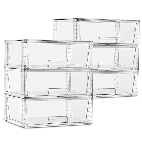 Sorbus Stackable Clear Storage Drawers, Pull-Out Organizer Bins - Large Plastic Drawer Organizers for Bathroom, under Sink, Closet, Pantry & Kitchen Organization (6 Pack) - size: 6 Pack