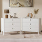 Furniway Nightstand Set of 2, Modern End Table with Solid Wood Legs, Bedside Table with 3 Drawers and Metal Handles for Bedroom, White - color: White, size: 17.7"D x 31.5"W x 29.5"H (2 Piece)