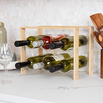 Mind Reader Wine Rack, Kitchen Decor, Countertop Organizer, Apartment Essential, Storage, Acrylic, 14" L x 8" W x 10.5" H, Brown - style: Wine Rack
