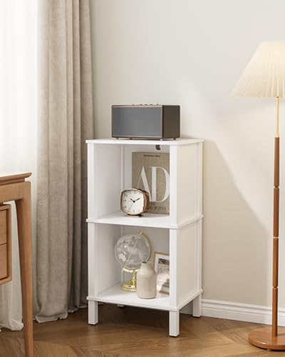 Bookshelf, Modern 2-Tier Bookcase, Open Storage Book Shelf, 11 × 14.2 × 27.4 Inches, Small Narrow Bookshelves for Living Room, Home Office, Bedroom, White - color: White, size: 2-Tier