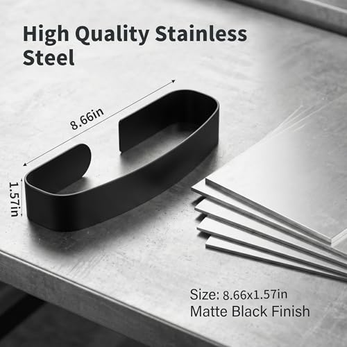 Taozun Hand Towel Holder Black 8.6" Self Adhesive Towel Bar Stainless Steel | No Drill, Unique Square-Round Design, Strong Design Sense, for Bathroom/Kitchen/RV, Renter Friendly, Heavy Duty - color: Black, size: 8.66-inch