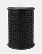 Jofran Mango Wood Drum End Table with Distressed Finish, Rustic Global Style Side Table for Living Room Bedroom, Accent Table, Antique Black - color: Antique Black