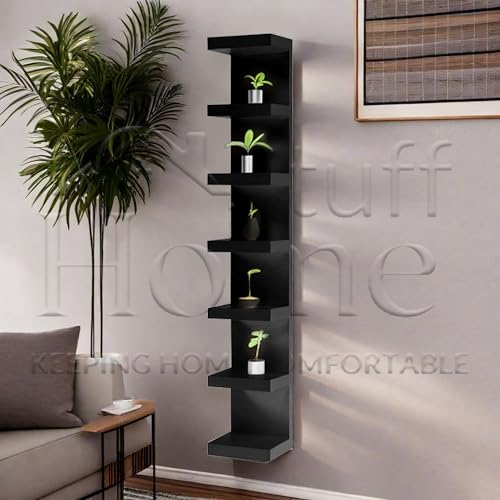 Home Stuff Wall Shelf Unit, 11 3/4x74 3/4,Use Fixing Devices Suitable for The Walls in Your Home. (2 x Black) - color: 2 X Black