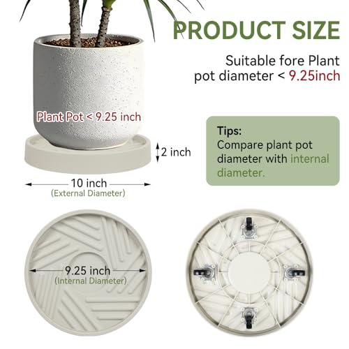 Plant Caddy with Hidden Wheels 10 Inch Heavy Duty Rolling Plant Stand, Indoor Outdoor Plant Saucer Tray with $9.9 Garden Tools (Beige) - size: 10 Inches (Beige)