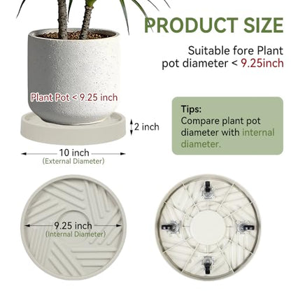 Plant Caddy with Hidden Wheels 10 Inch Heavy Duty Rolling Plant Stand, Indoor Outdoor Plant Saucer Tray with $9.9 Garden Tools (Beige) - size: 10 Inches (Beige)