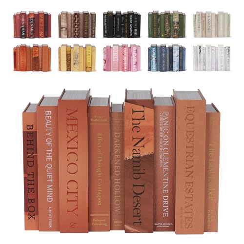 Orange Faux Books Set of 9 - Secret Compartment Fake Books Ideal for Coffee Table, Home Staging, Interior Design & Fashion Books, Old Money Aesthetic, Library Decor - color: Orange