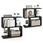 Tangkula 2 Tier Geometric Bookshelf, Freestanding Wood Display Shelf, Home Office Room Divider S Shaped Open Bookcase, Small Bookshelf for Small Spaces, Living Room, Study (Black, 2) - color: Black, size: 2